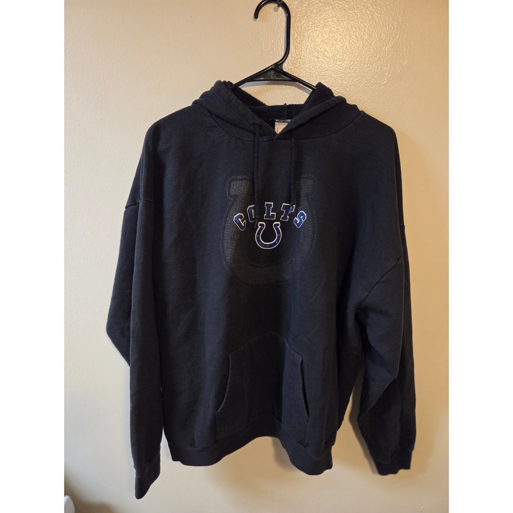 NFL Indianapolis Colts Vintage Hoodie Black Embroidered Logo Sweatshirt XL